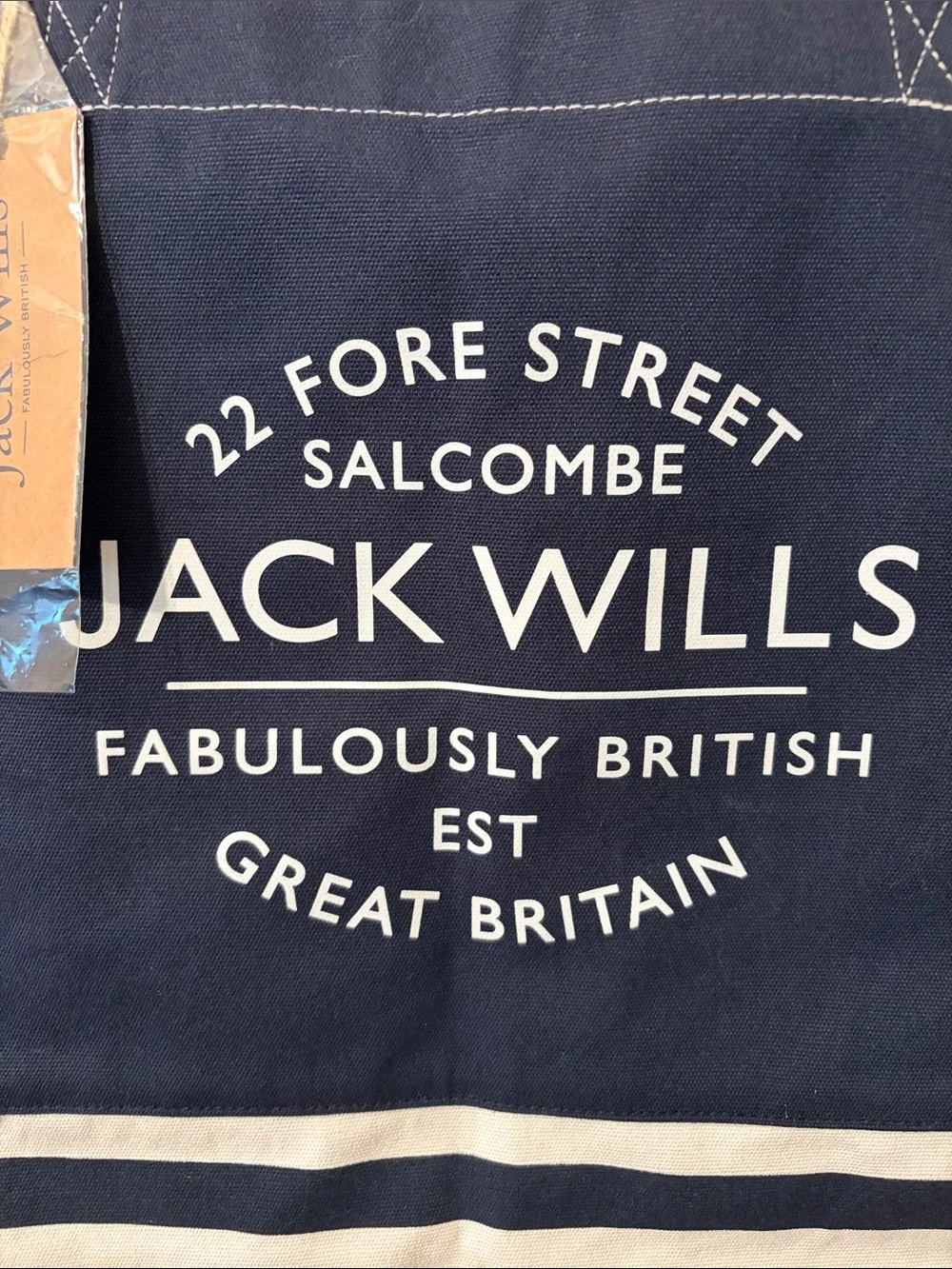 Jack Wills Navy and White Canvas Beach Tote